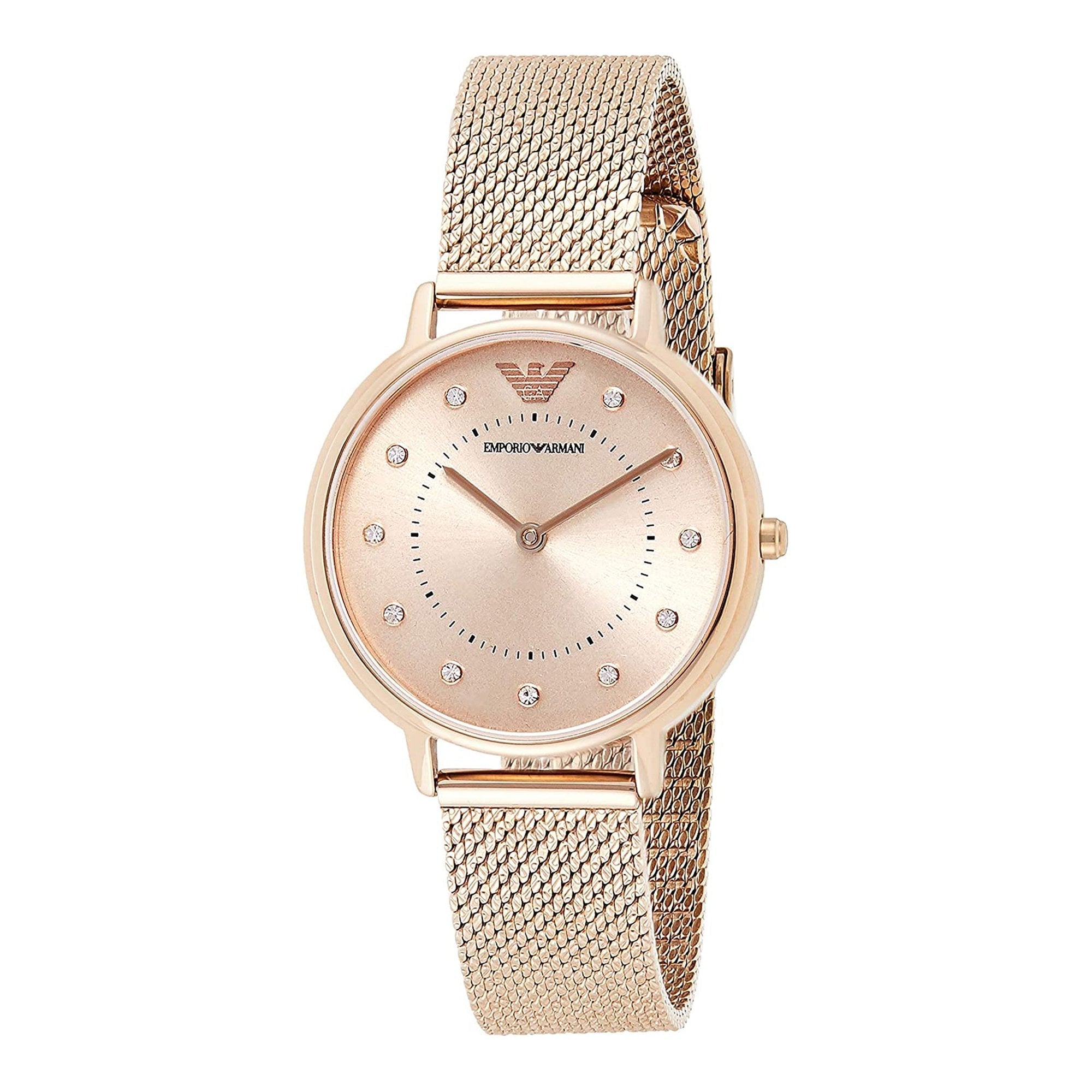 Emporio Armani Pink Dial Pink Mesh Bracelet Watch For Women - AR11129 Watches Emporio Armani   