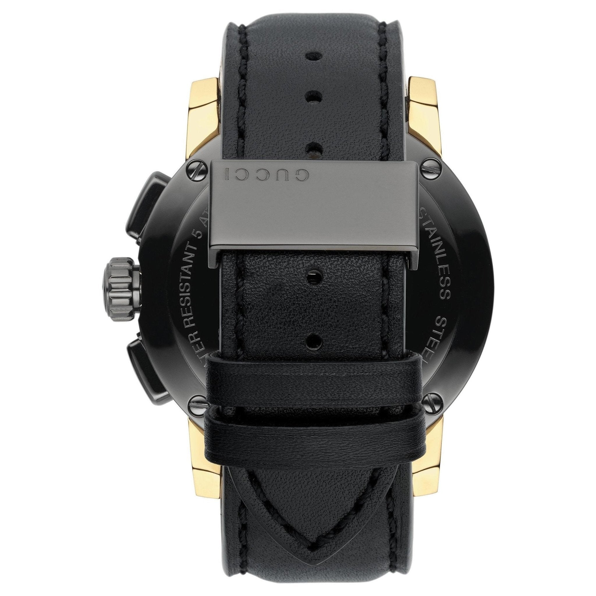 Gucci G Chrono Black Dial Black Leather Strap Watch For Men - YA101203 Watches Gucci   