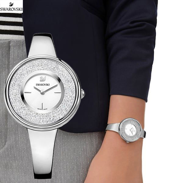 Swarovski Crystalline Pure Silver Dial Silver Steel Strap Watch for Women - 5269256 Watches Swarovski   