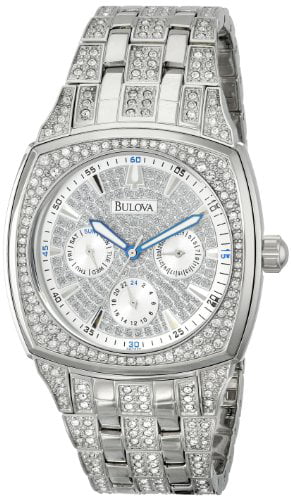 Bulova Crystal Collection Phantom Silver Dial Silver Steel Strap Watch for Men - 96C002 Watches Bulova   