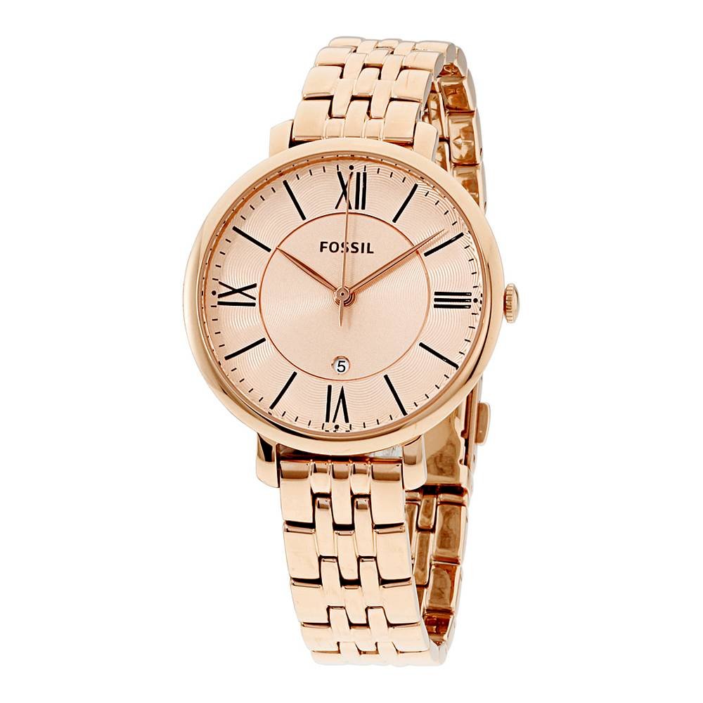 Fossil Jacqueline Rose Gold Dial Rose Gold Steel Strap Watch for Women - ES3435 Watches Fossil   