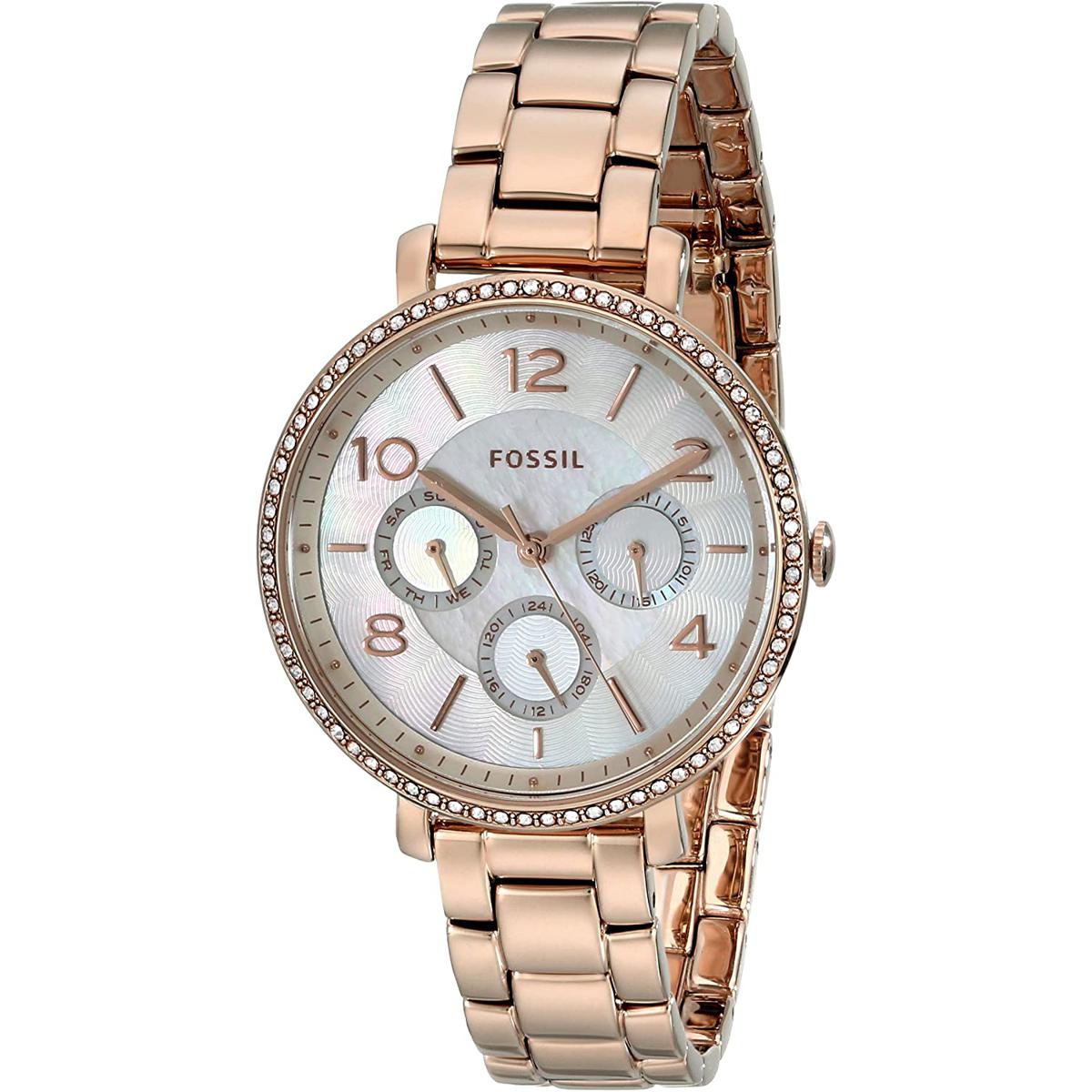 Fossil Jacqueline Multi Function Mother of Pearl Dial Rose Gold Steel Strap Watch for Women - ES3757 Watches Fossil   