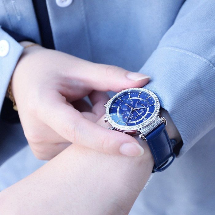 Swarovski Passage Chrono Crystal Blue Dial Blue Leather Strap Watch for Women - 5580342 Watches Swarovski   