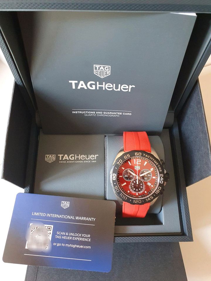 Tag Heuer Formula 1 Chronograph 41mm Red Dial Red Rubber Strap Watch for Men - CAZ101AN.FT8055 Watches Tag Heuer   