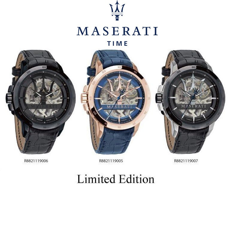 Maserati Automatic Black Dial Stainless Steel Black Leather Strap Watch For Men - R8821119007 Watches Maserati   