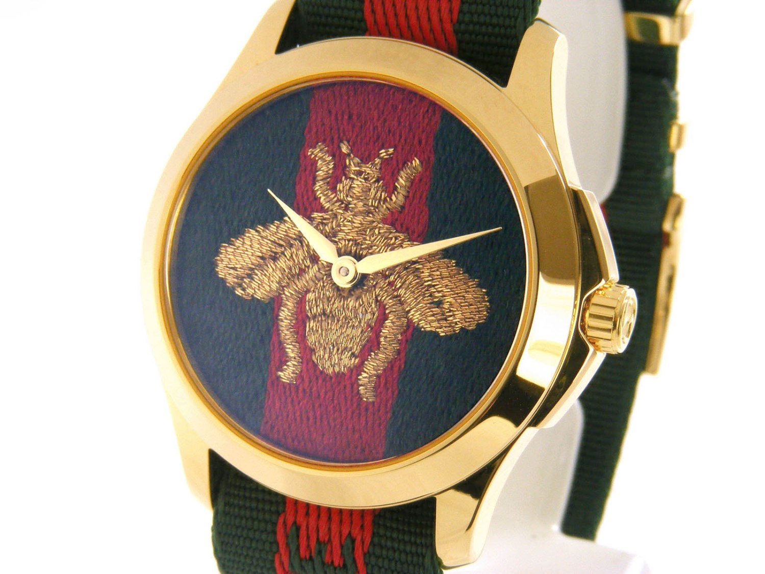 Gucci Le Marche des Merveilles Green & Red Dial Green & Red NATO Strap Unisex Watch - YA126487 Watches Gucci   