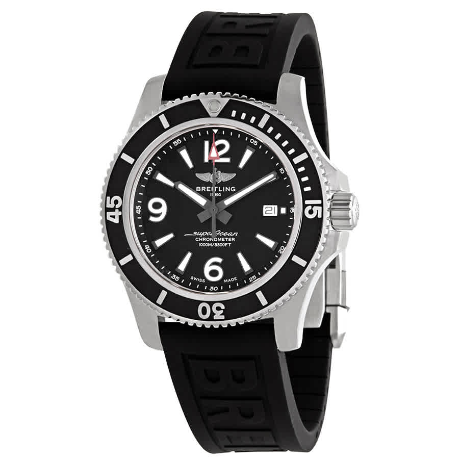 Breitling Superocean II 44mm Black Dial Black Rubber Strap Watch for Men - A17367D71B1S2 Watches Breitling   