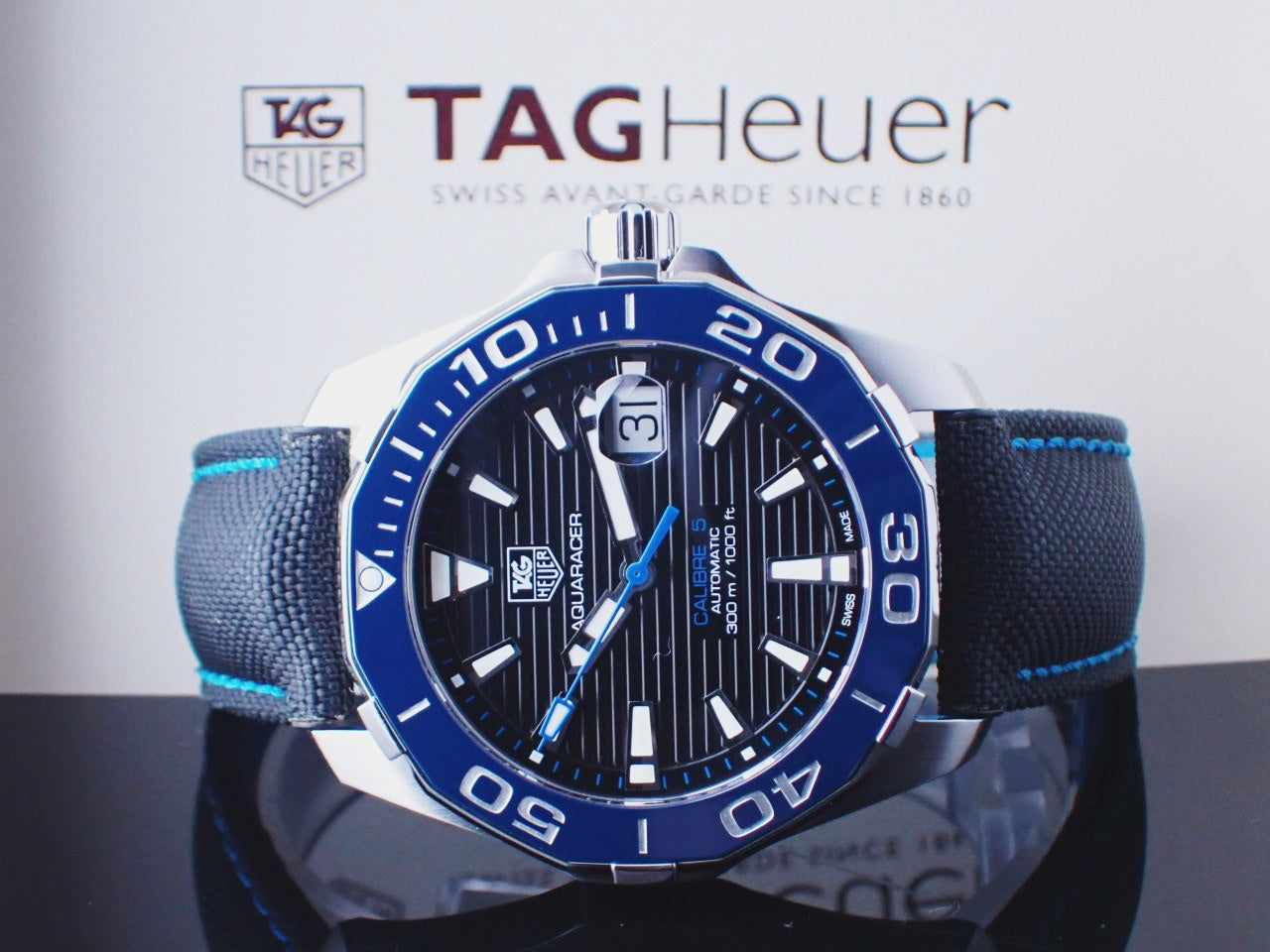 Tag Heuer Aquaracer Calibre 5 Automatic Black Dial Black Nylon Strap Watch for Men - WAY211B.FC6363 Watches Tag Heuer   