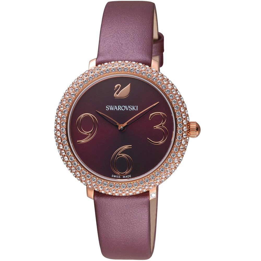 Swarovski Crystal Frost Red Dial Red Leather Strap Watch for Women - 5484064 Watches Swarovski   