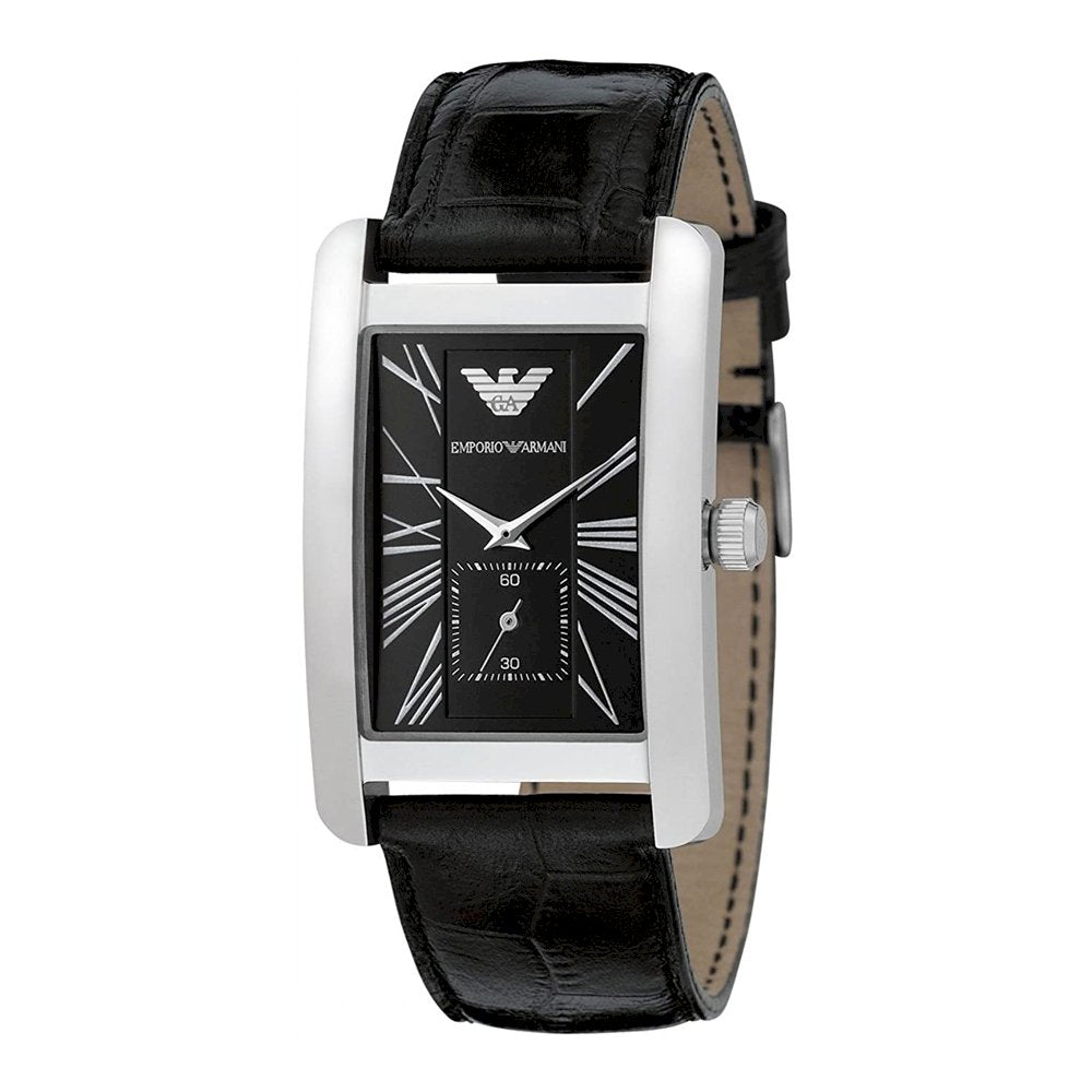 Emporio Armani Black Dial Black Leather Strap Watch For Men - AR0143 Watches Emporio Armani   