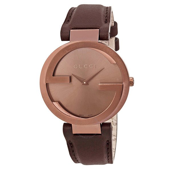 Gucci Interlocking Brown Dial Brown Leather Strap Watch For Women - YA133309 Watches Gucci   