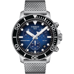 Tissot Seaster 1000 Chronograph Blue Dial Silver Mesh Bracelet Watch For Men - T120.417.11.041.02 Watches Tissot   