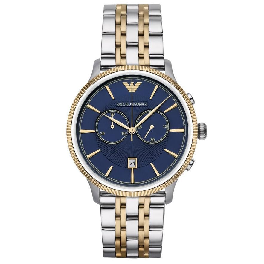 Emporio Armani Classic Blue Dial Two Tone Stainless Steel Watch For Men - AR1847 Watches Emporio Armani   