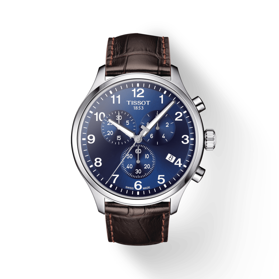 Tissot Chrono XL Classic Blue Dial Brown Leather Strap Watch For Men - T116.617.16.047.00 Watches Tissot   