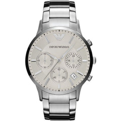 Emporio Armani Renato Chronograph Cream Dial Stainless Steel Dial Watch For Men - AR2458 Watches Emporio Armani   