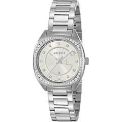 Gucci G Timeless GG2570 Diamonds Silver Dial Silver Steel Strap Watch For Women - YA142505 Watches Gucci   