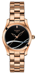 Tissot T Wave Black Dial Rose Gold Steel Strap Watch For Women - T112.210.33.051.00 Watches Tissot   