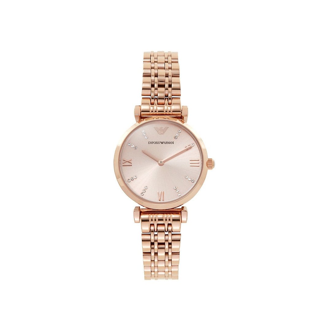 Emporio Armani T-Bar Gianni Rose Gold Dial Stainless Steel Watch For Women - AR11059 Watches Emporio Armani   