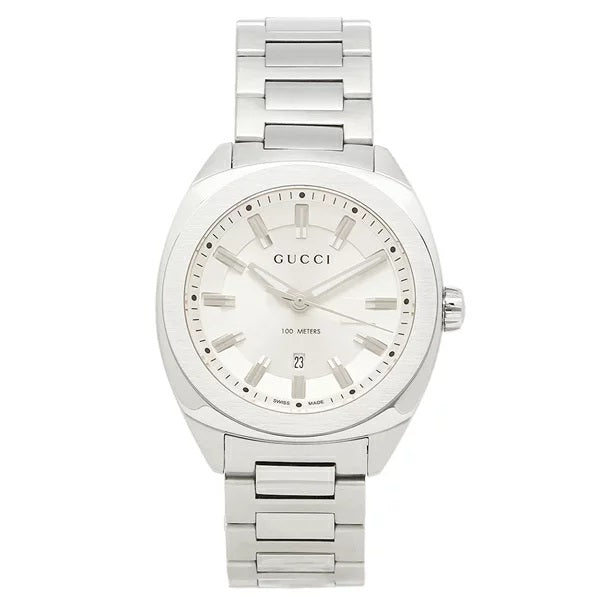 Gucci G Timeless GG2570 Silver Dial Silver Steel Strap Watch For Men - YA142402 Watches Gucci   