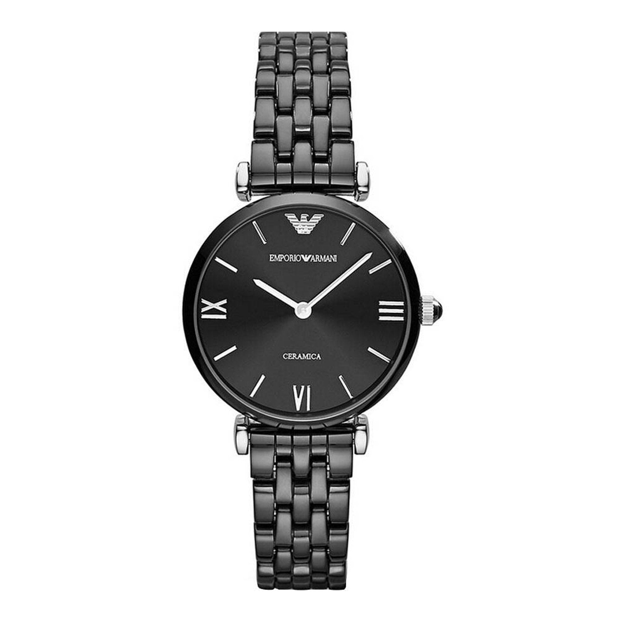 Emporio Armani Ceramica Black Dial Black Ceramic Strap Watch For Women - AR1487 Watches Emporio Armani   