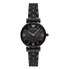 Emporio Armani Gianni T Bar All Black Diamond Dial Watch For Women - AR11245 Watches Emporio Armani   