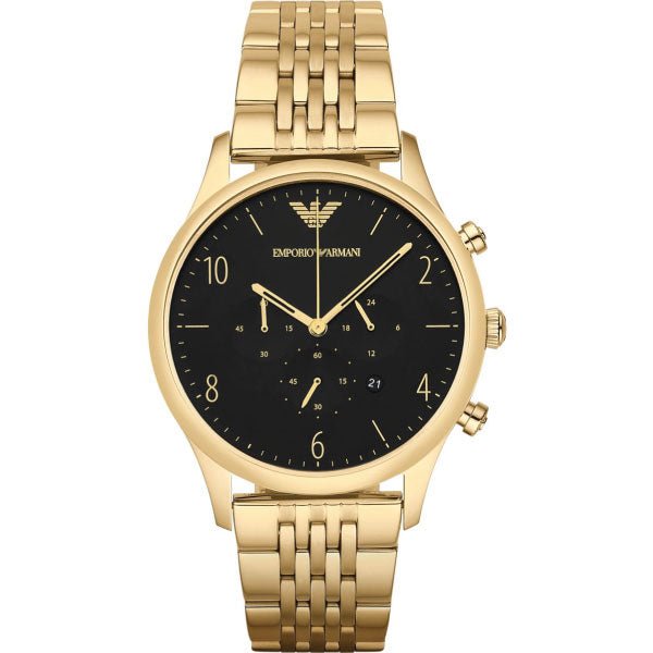 Emporio Armani Classic Chronograph Black Dial Gold Stainless Steel Watch For Men - AR1893 Watches Emporio Armani   