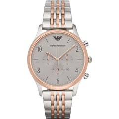 Emporio Armani Beta Chronograph Grey Dial Two-Tone Stainless Steel Strap Watch For Men - AR1864 Watches Emporio Armani   