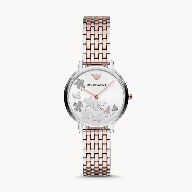 Emporio Armani Silver Sunray Dial Two-Tone Stainless Steel Strap Watch For Women - AR11113 Watches Emporio Armani   