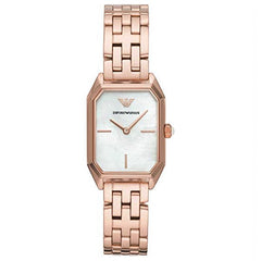 Emporio Armani Giola White Mother of Pearl Dial Rose Gold Stainless Steel Strap Watch For Women - AR11147 Watches Emporio Armani   