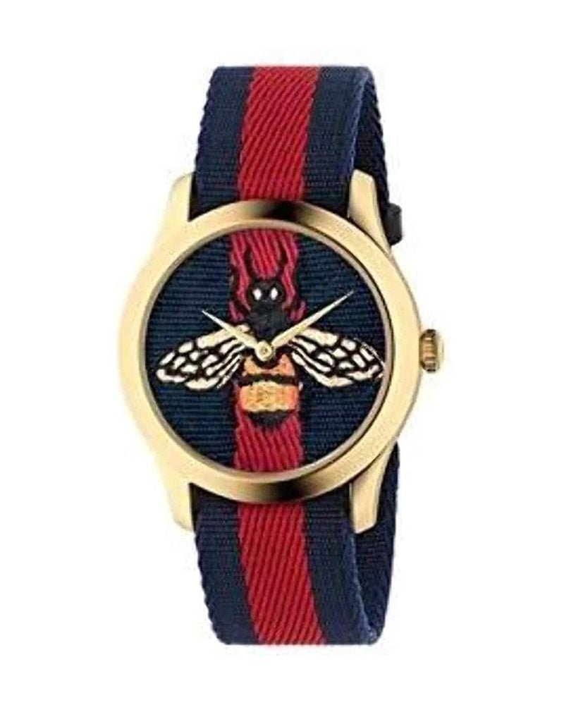 Gucci G Timeless Bee Red & Blue Dial Red Two Tone Nylon Strap Watch For Men - YA1264061 Watches Gucci   