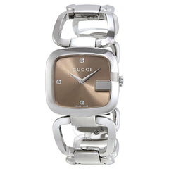 Gucci G Gucci Brown Dial Silver Steel Strap Watch For Women - YA125401 Watches Gucci   