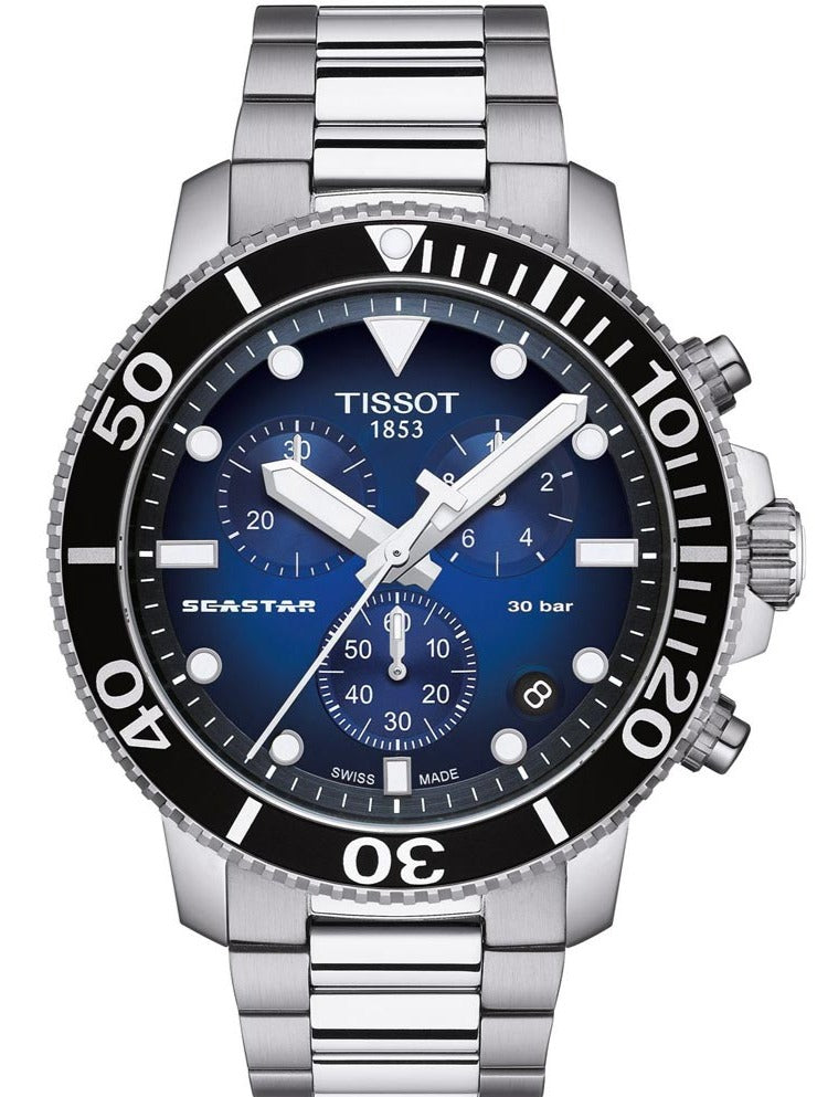 Tissot Seaster 1000 Chronograph Driver Blue Dial Silver Mesh Bracelet Watch For Men - T120.417.11.041.01 Watches Tissot   