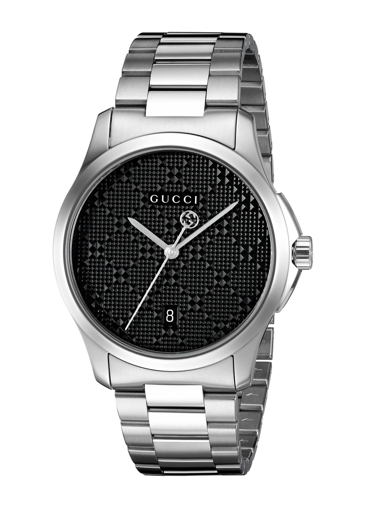 Gucci G Timeless Black Dial Silver Steel Strap Watch For Men - YA126460 Watches Gucci   