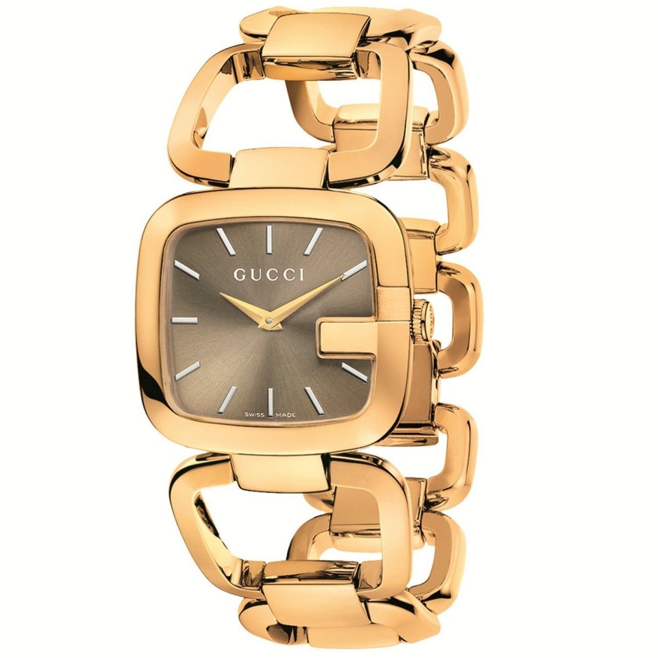 Gucci G Gucci 125 G Series Sunbrushed Brown Dial Rose Gold Steel Strap Watch For Women - YA125511 Watches Gucci   