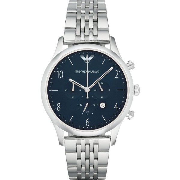 Emporio Armani Chronograph Blue Dial Silver Stainless Steel Watch For Men - AR1942 Watches Emporio Armani   