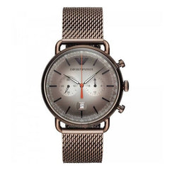 Emporio Armani Aviator Chronograph Grey Dial Brown Mesh Bracelet Watch For Men - AR11169 Watches Emporio Armani   