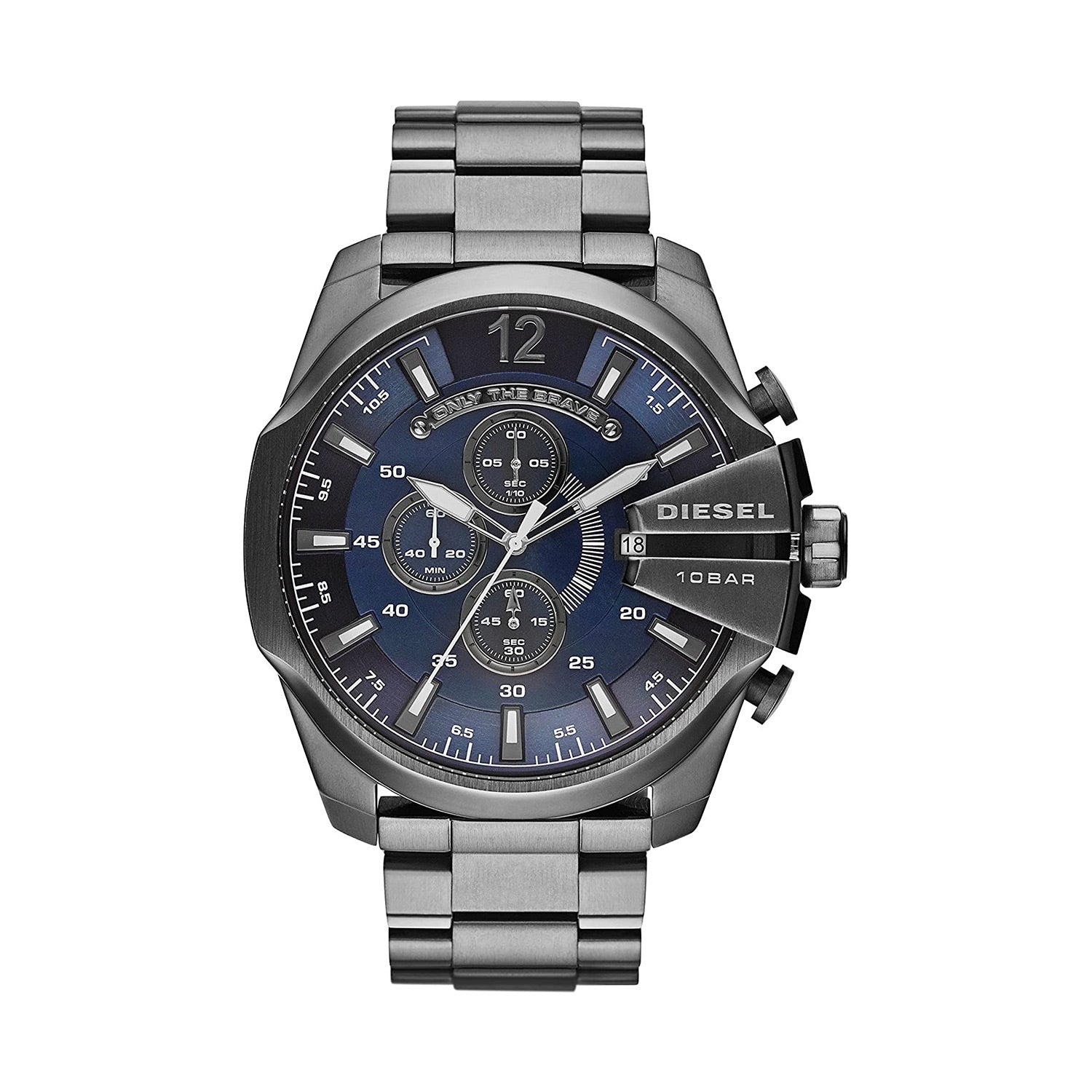 Diesel Mega Chief Chronograph Blue Dial Black Stainless Steel Watch For Men - DZ4329 Watches Diesel   