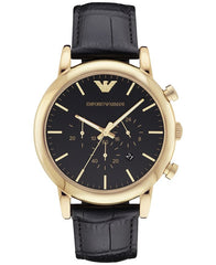 Emporio Armani Luigi Chronograph Black Dial Black Leather Watch For Men - AR1917 Watches Emporio Armani   