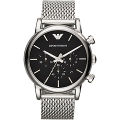 Emporio Armani Luigi Chronograph Black Dial Silver Mesh Bracelet Watch For Men - AR1811 Watches Emporio Armani   