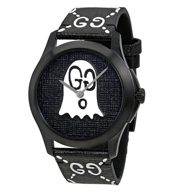 Gucci G Timeless Ghost Motif Black DIal Watch For Men - YA1264018 Watches Gucci   