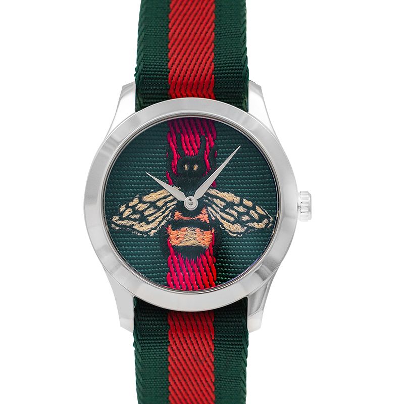 Gucci Le Marche des Merveilles Red & Green Dial Red & Green Nylon Strap Unisex Watch - YA1264060 Watches Gucci   