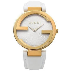 Gucci G Interlocking White Dial White Leather Strap Watch For Women - YA133327 Watches Gucci   