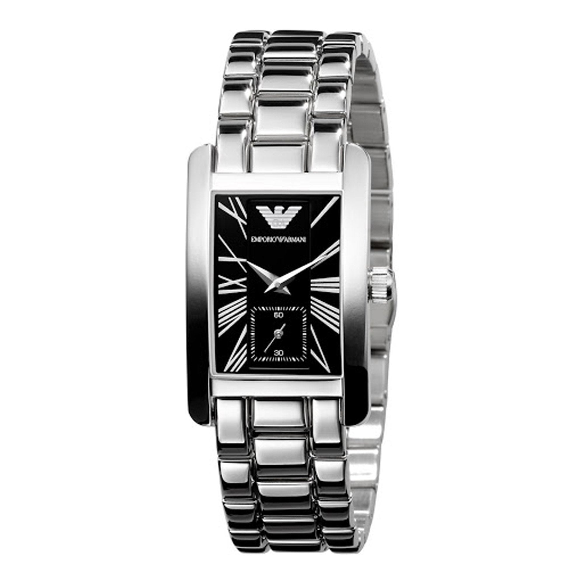 Emporio Armani Classic Black Dial Silver Stainless Steel Watch For Women - AR0157 Watches Emporio Armani   