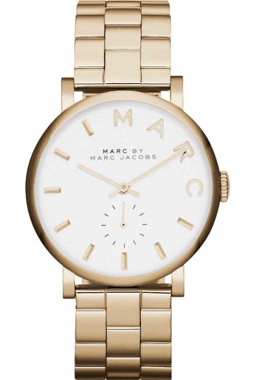 Marc Jacobs Baker White Dial Gold Stainless Steel Strap Watch for Women - MBM3243 Watches Marc Jacobs   