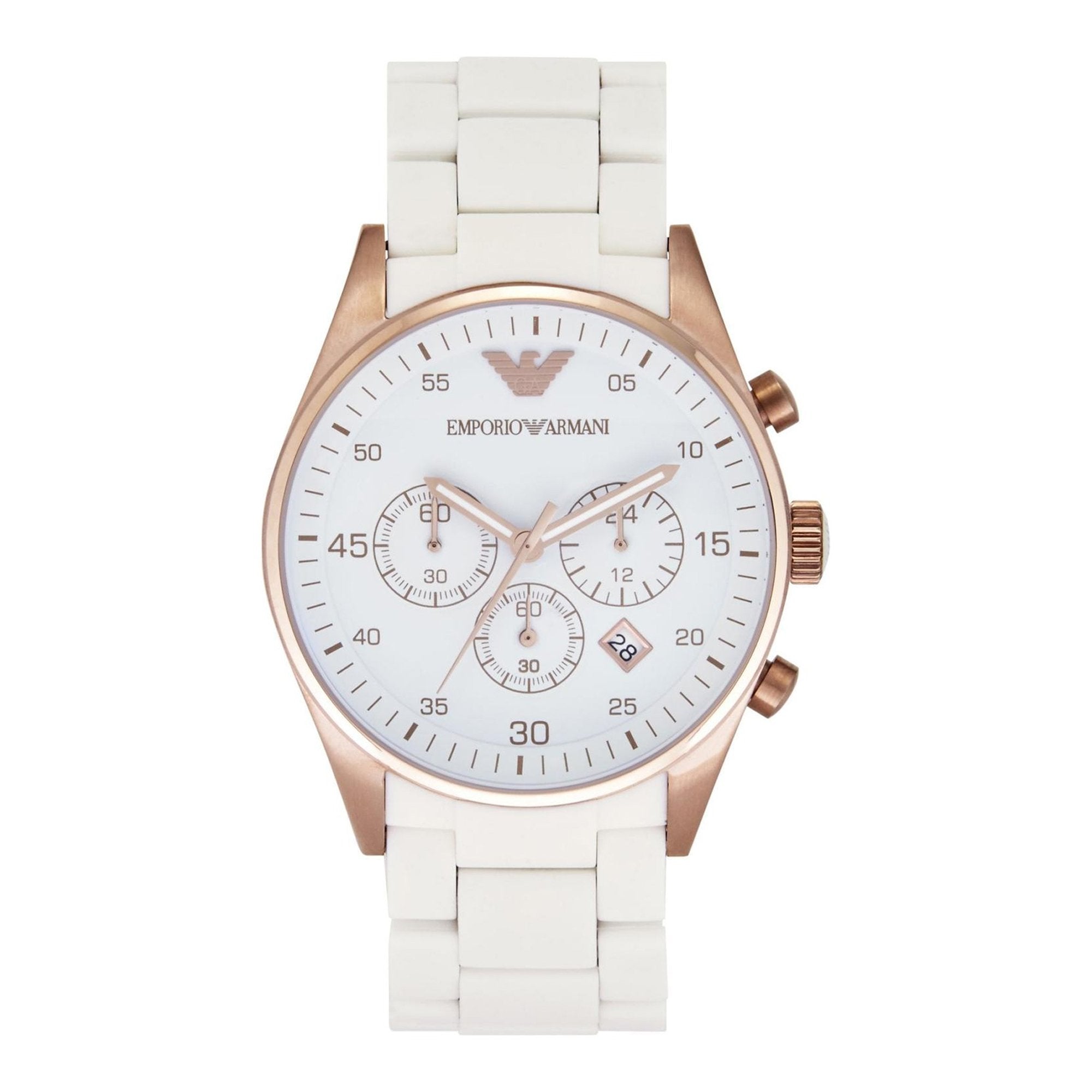 Emporio Armani Sportivo White Dial White Rubber Strap Watch For Men - AR5919 Watches Emporio Armani   