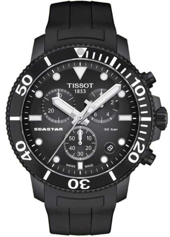 Tissot Seaster 1000 Chronograph Black Dial Black Silicone Strap Watch For Men - T120.417.37.051.02 Watches Tissot   