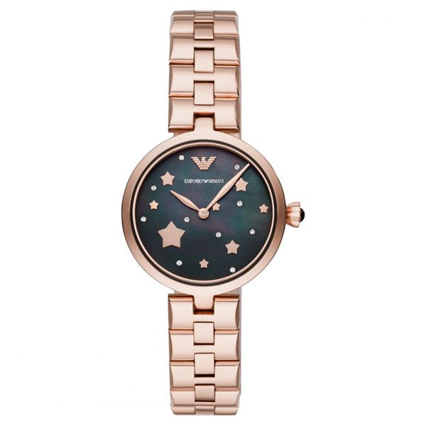 Emporio Armani Arianna Black Dial Rose Gold Stainless Steel Watch For Women - AR11197 Watches Emporio Armani   