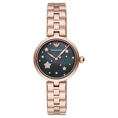 Emporio Armani Arianna Black Dial Rose Gold Stainless Steel Watch For Women - AR11197 Watches Emporio Armani   