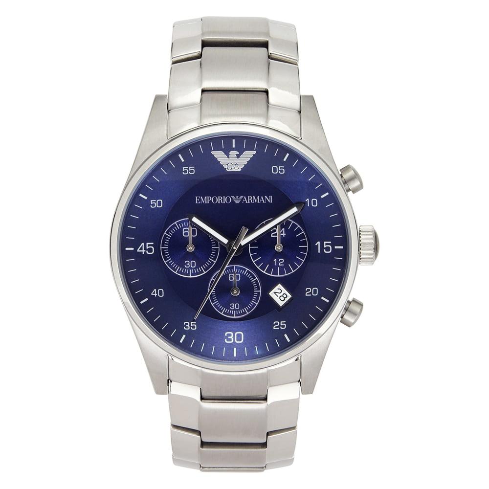 Emporio Armani Sportivo Chronograph Blue Dial Silver Stainless Steel Watch For Men - AR5860 Watches Emporio Armani   