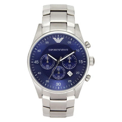 Emporio Armani Sportivo Chronograph Blue Dial Silver Stainless Steel Watch For Men - AR5860 Watches Emporio Armani   